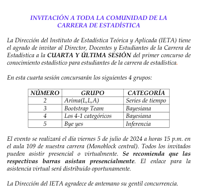 PRIMER CONCURSO DE CONOCIMIENTO ESTADÍSTICO